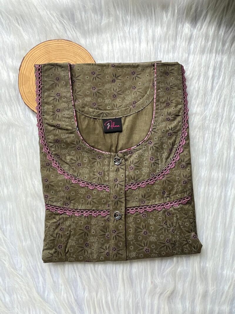 PURE COTTON DOUBLE LACE  ZIP NIGHTY
