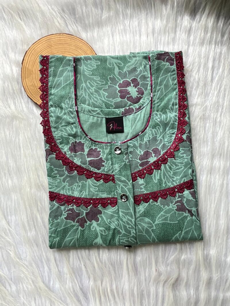 PURE COTTON DOUBLE LACE  ZIP NIGHTY