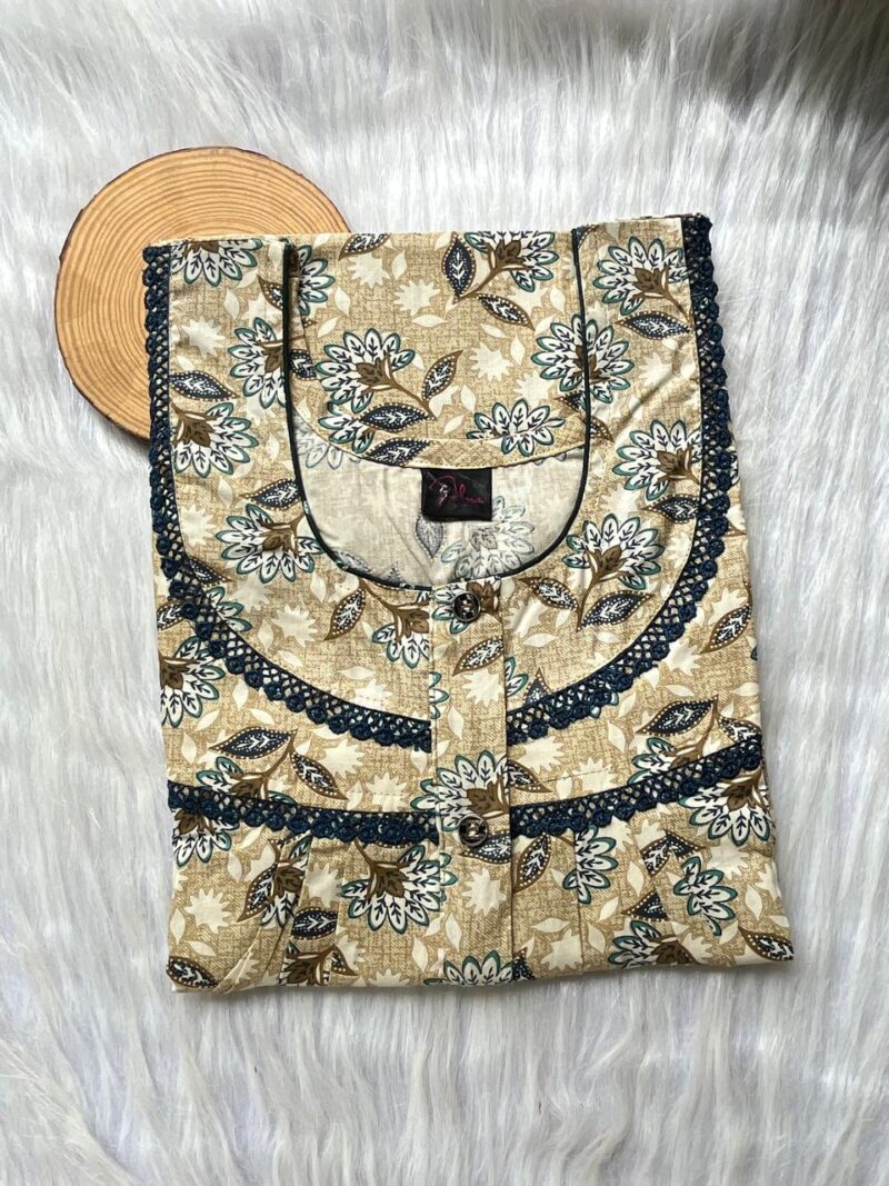 PURE COTTON DOUBLE LACE  ZIP NIGHTY