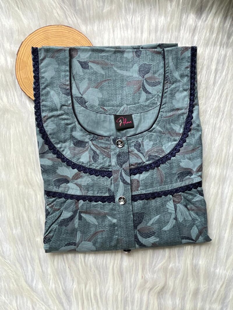 PURE COTTON DOUBLE LACE  ZIP NIGHTY