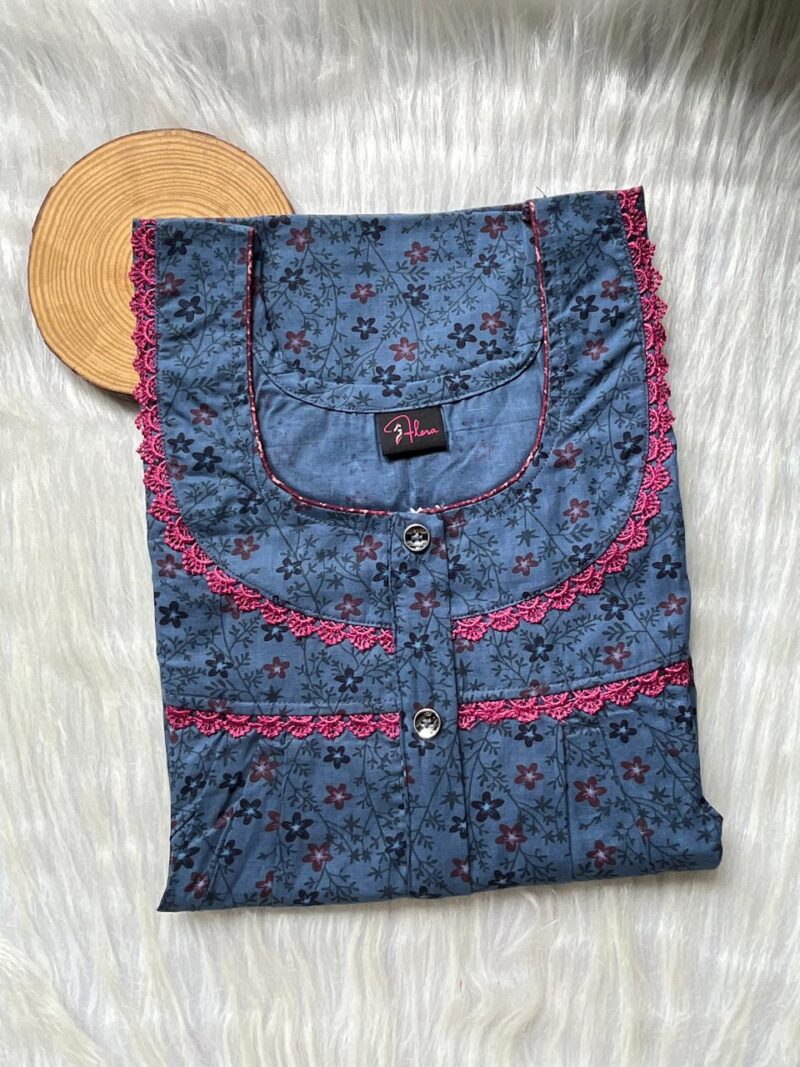 PURE COTTON DOUBLE LACE  ZIP NIGHTY