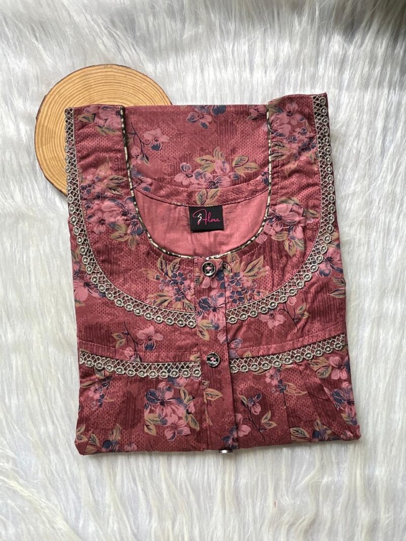PURE COTTON DOUBLE LACE  ZIP NIGHTY