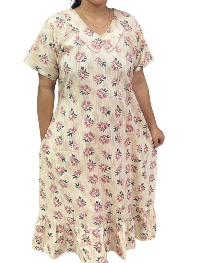 COTTON NON-FEEDING FROCK NIGHTY WITH PETER PAN COLLAR