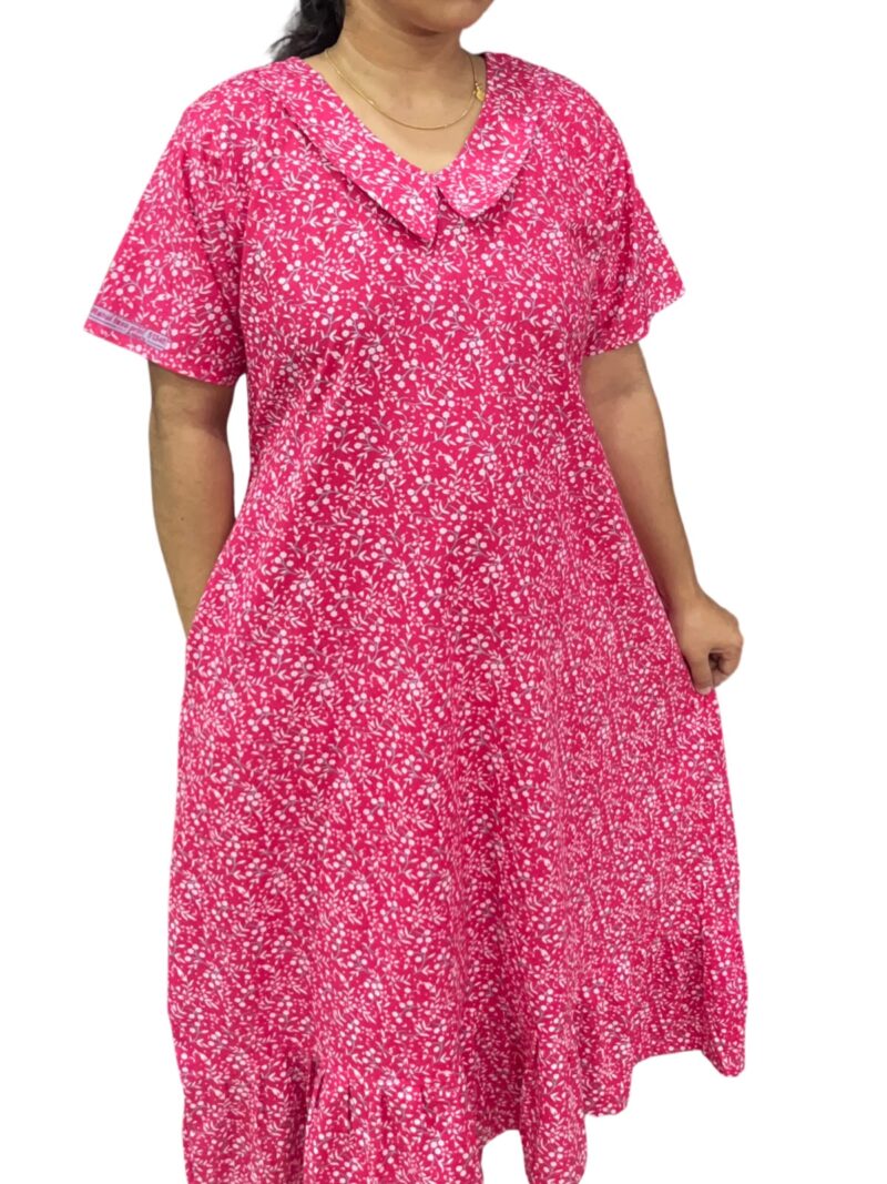 COTTON NON-FEEDING FROCK NIGHTY WITH PETER PAN COLLAR