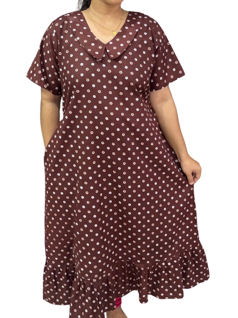 COTTON NON-FEEDING FROCK NIGHTY WITH PETER PAN COLLAR