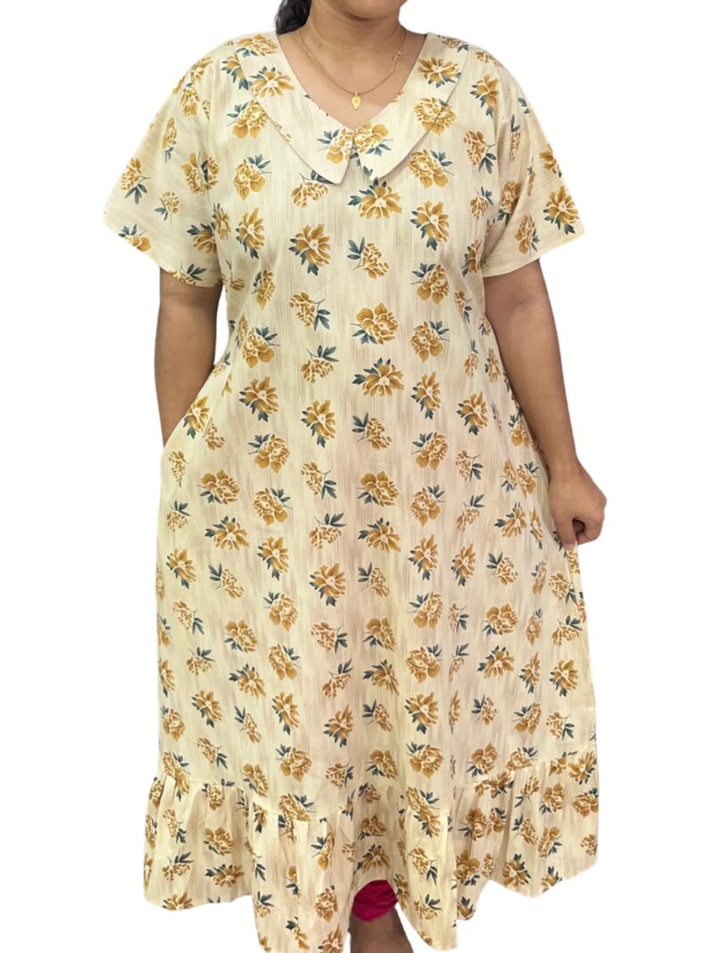 COTTON NON-FEEDING FROCK NIGHTY WITH PETER PAN COLLAR