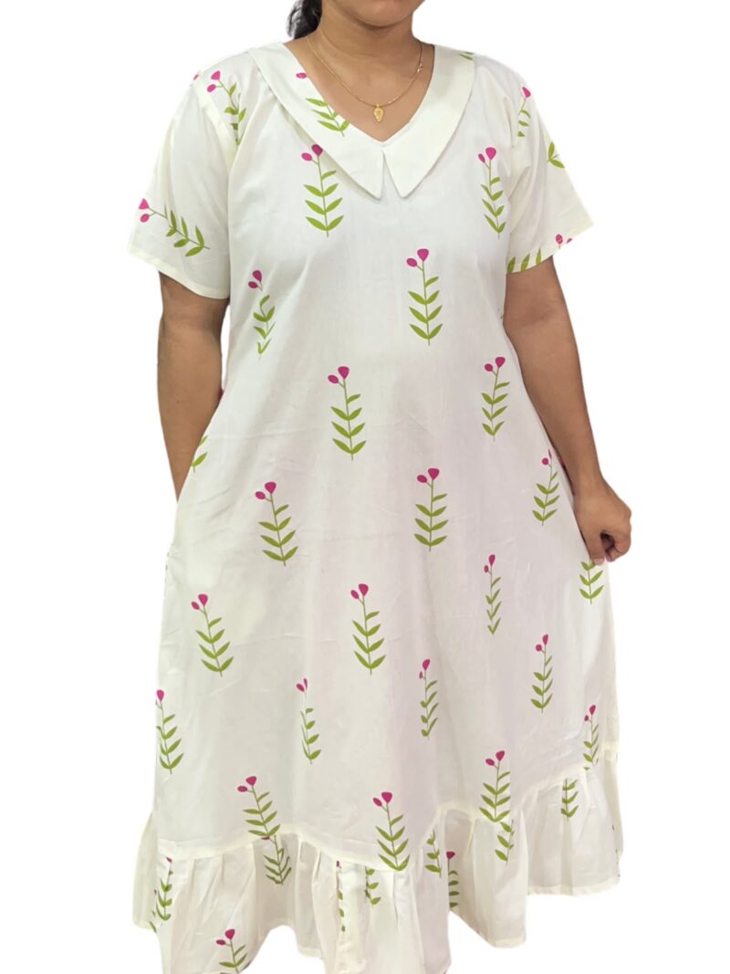 COTTON NON-FEEDING FROCK NIGHTY WITH PETER PAN COLLAR