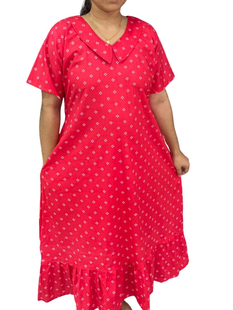 COTTON NON-FEEDING FROCK NIGHTY WITH PETER PAN COLLAR