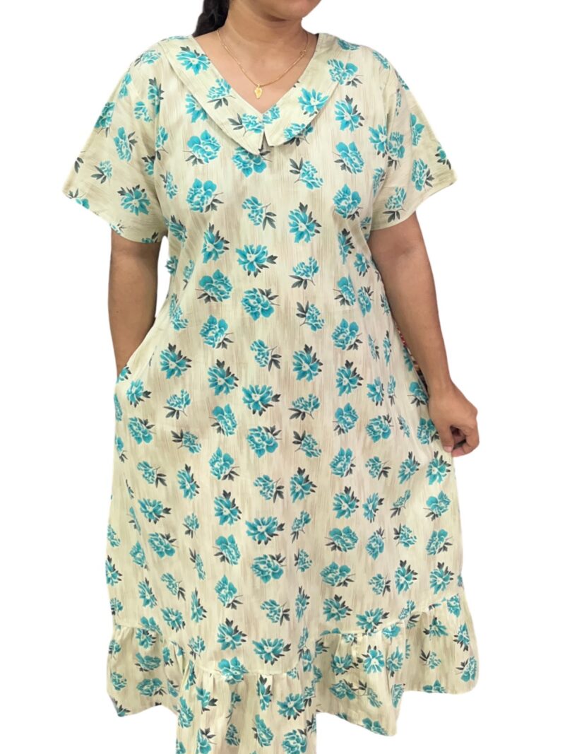 COTTON NON-FEEDING FROCK NIGHTY WITH PETER PAN COLLAR