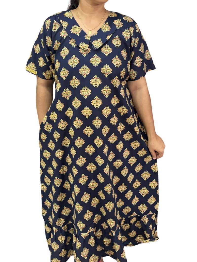 COTTON NON-FEEDING FROCK NIGHTY WITH PETER PAN COLLAR