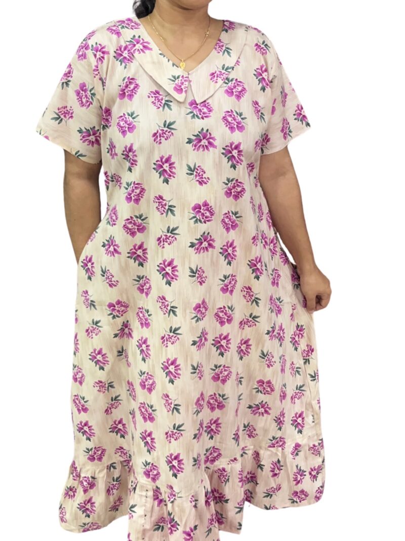 COTTON NON-FEEDING FROCK NIGHTY WITH PETER PAN COLLAR