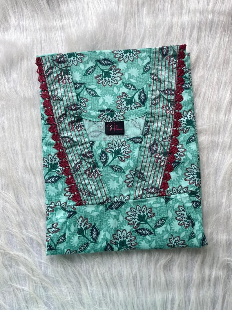 Pure Cotton V-Neck Pleated Nighty