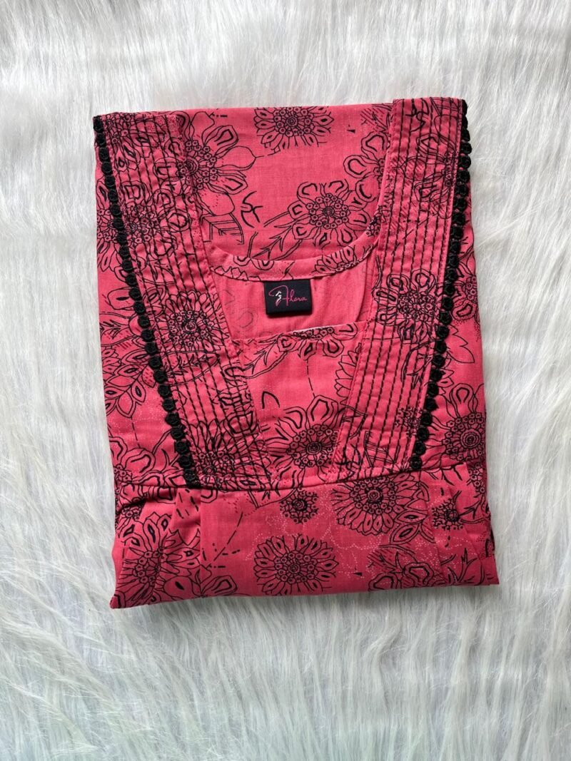 Pure Cotton V-Neck Pleated Nighty
