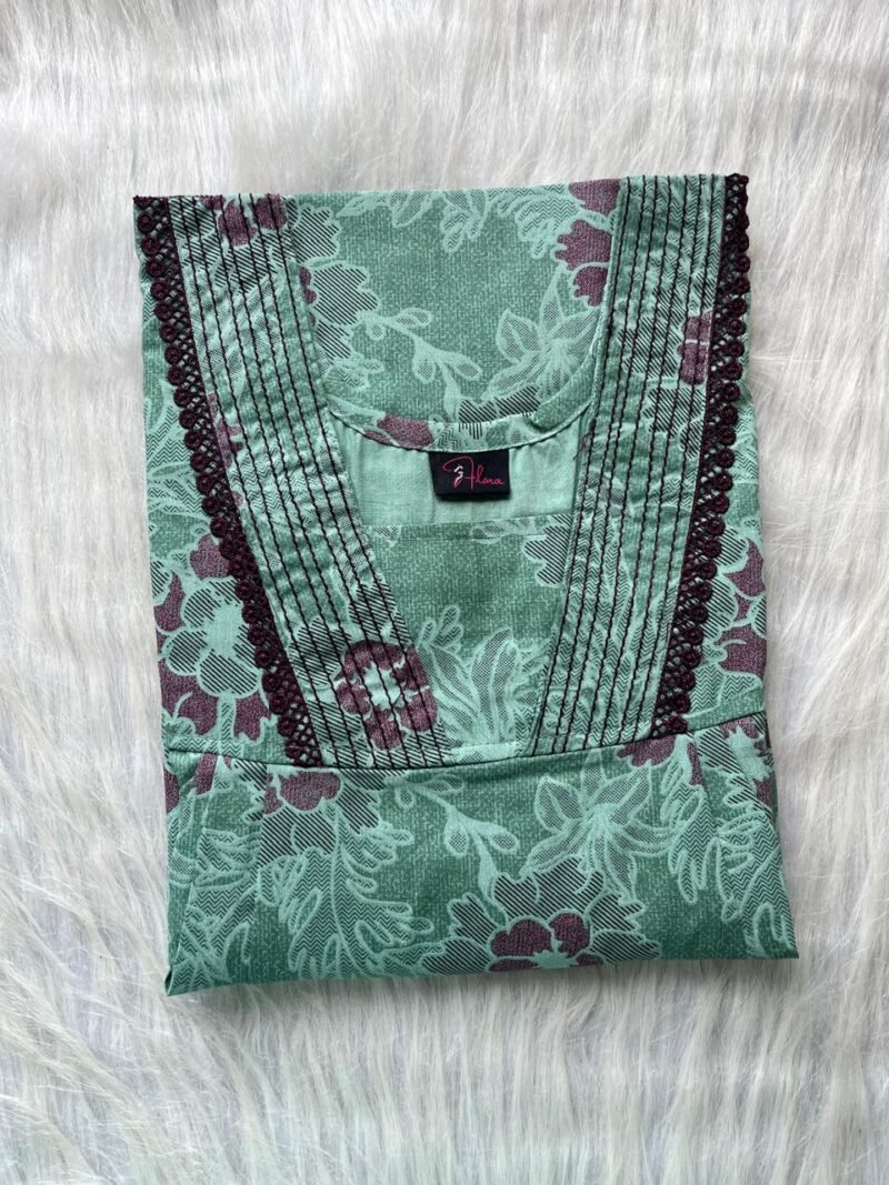 Pure Cotton V-Neck Pleated Nighty