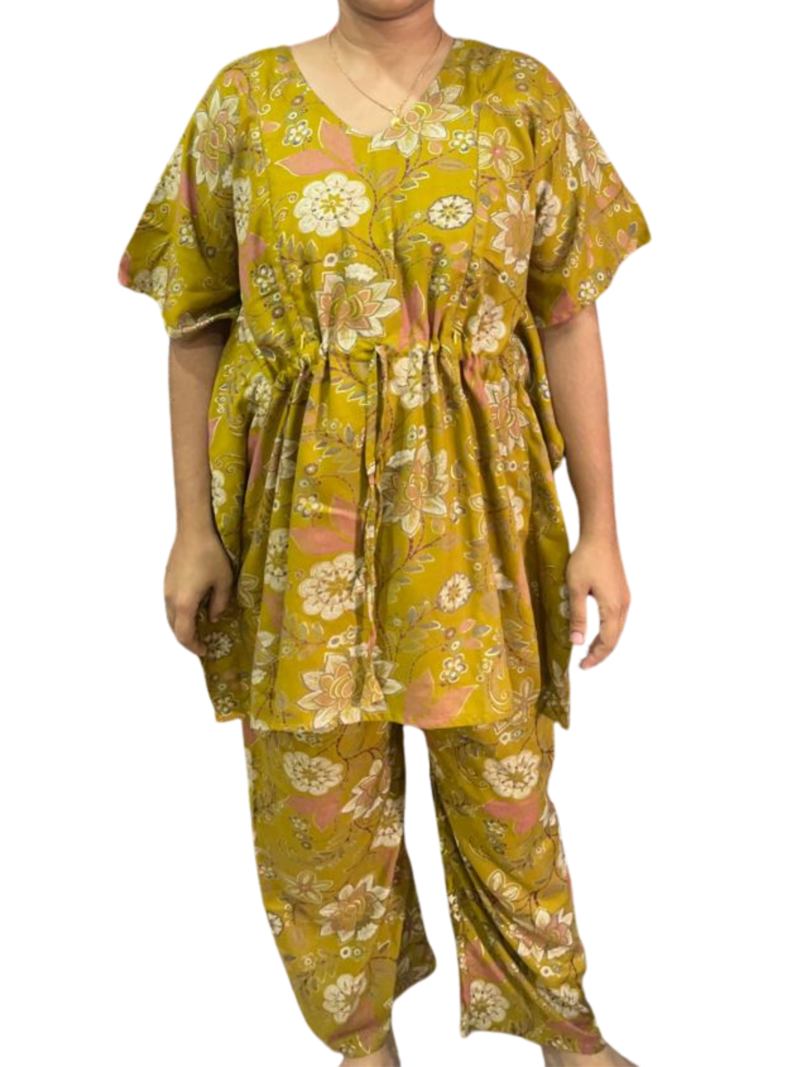 Rayon Kaftan Feeding Co-Ord Set with Adjustable Tie & Palazzo Pant