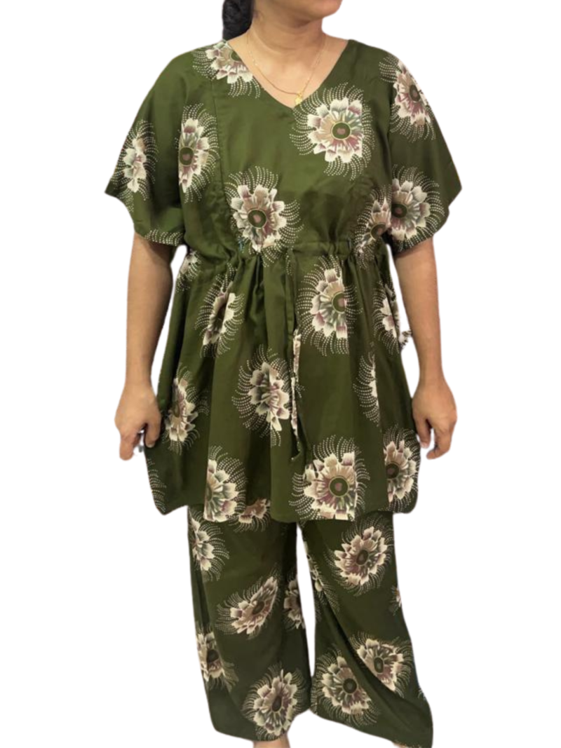 Rayon Kaftan Feeding Co-Ord Set with Adjustable Tie & Palazzo Pant