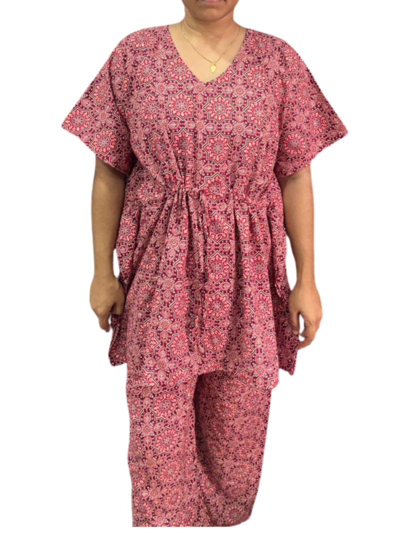 Rayon Kaftan Feeding Co-Ord Set with Adjustable Tie & Palazzo Pant