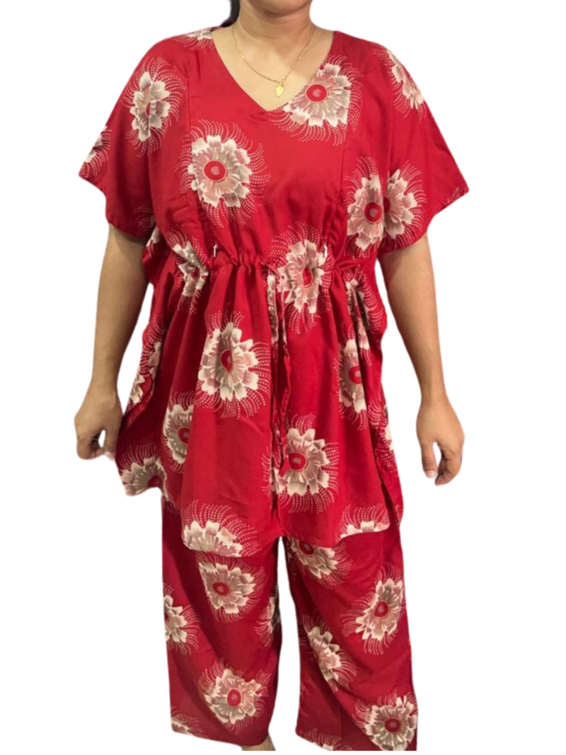 Rayon Kaftan Feeding Co-Ord Set with Adjustable Tie & Palazzo Pant