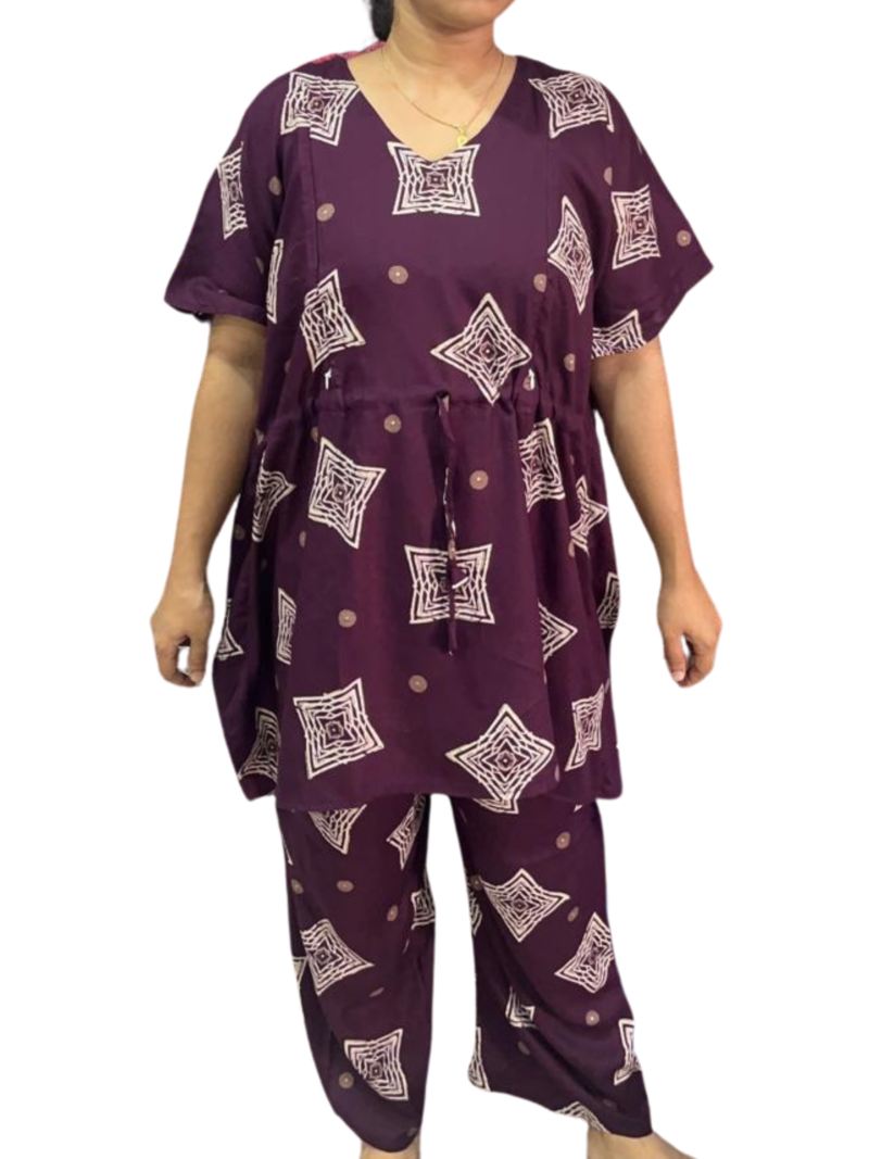 Rayon Kaftan Feeding Co-Ord Set with Adjustable Tie &Palazzo Pant