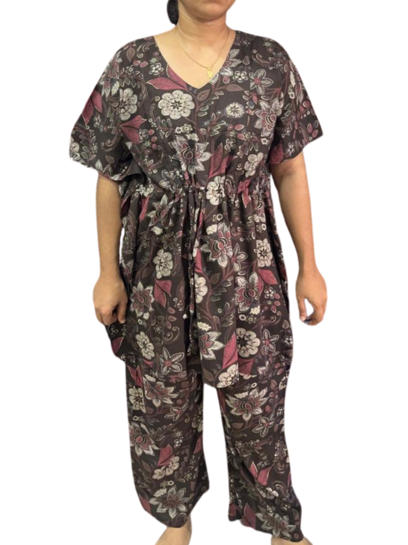 Rayon Kaftan Feeding Co-Ord Set with Adjustable Tie & Palazzo Pant