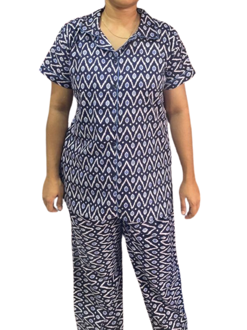 FULL OPEN BUTTON COTTON NIGHT DRESS