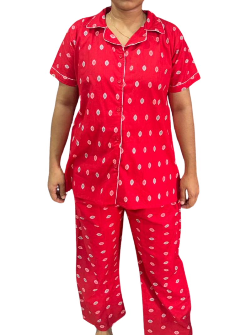 FULL OPEN BUTTON COTTON NIGHT DRESS