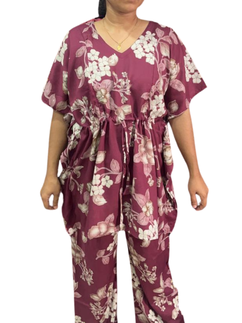 Rayon Kaftan Feeding Co-Ord Set with Adjustable Tie & Palazzo Pant
