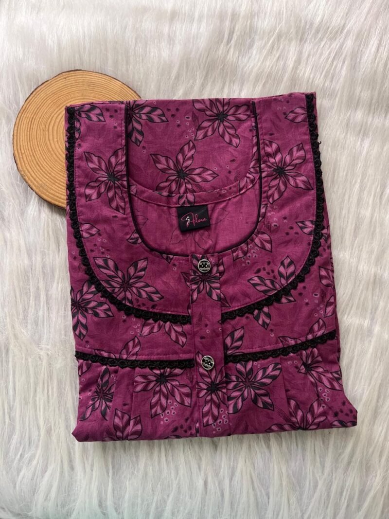PURE COTTON DOUBLE LACE  ZIP NIGHTY