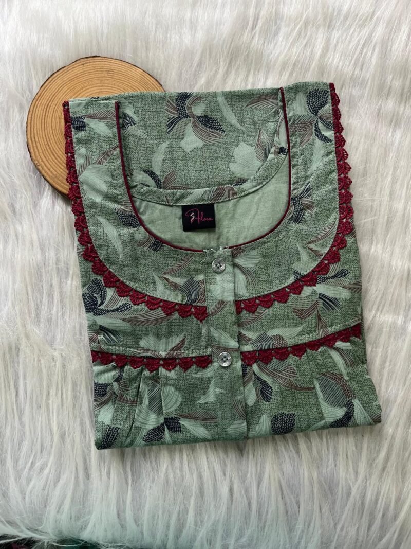 PURE COTTON DOUBLE LACE  ZIP NIGHTY