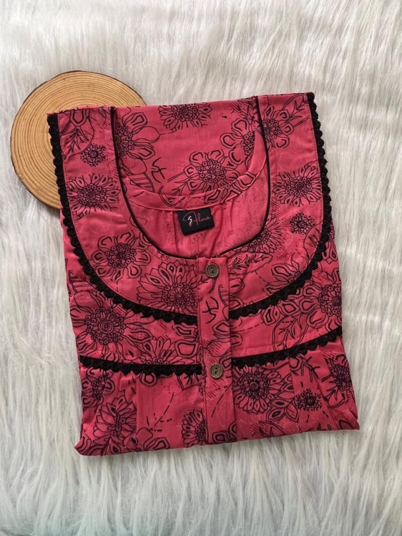 PURE COTTON DOUBLE LACE  ZIP NIGHTY