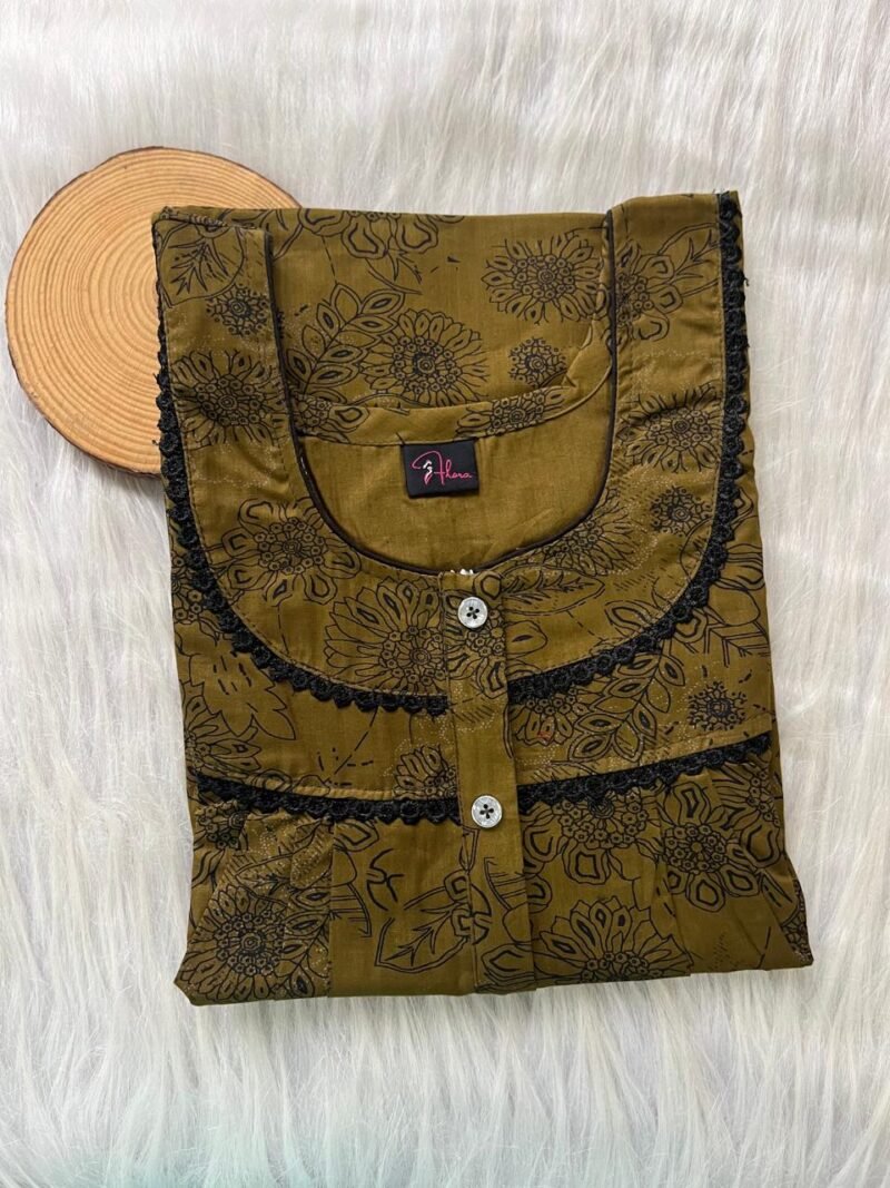 PURE COTTON DOUBLE LACE  ZIP NIGHTY