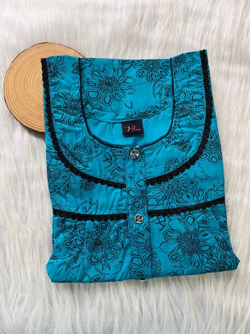 PURE COTTON DOUBLE LACE  ZIP NIGHTY