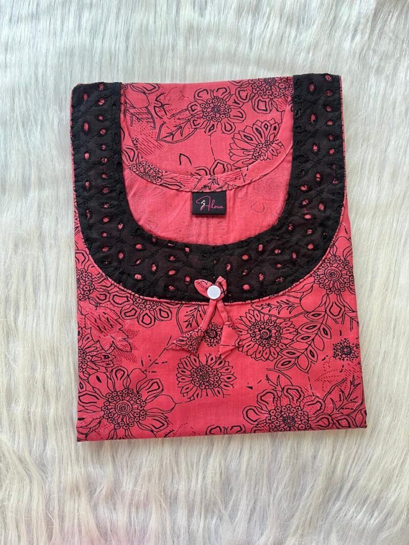 Pure Cotton Aqaba Round Neck Churidhar Cut Nighty
