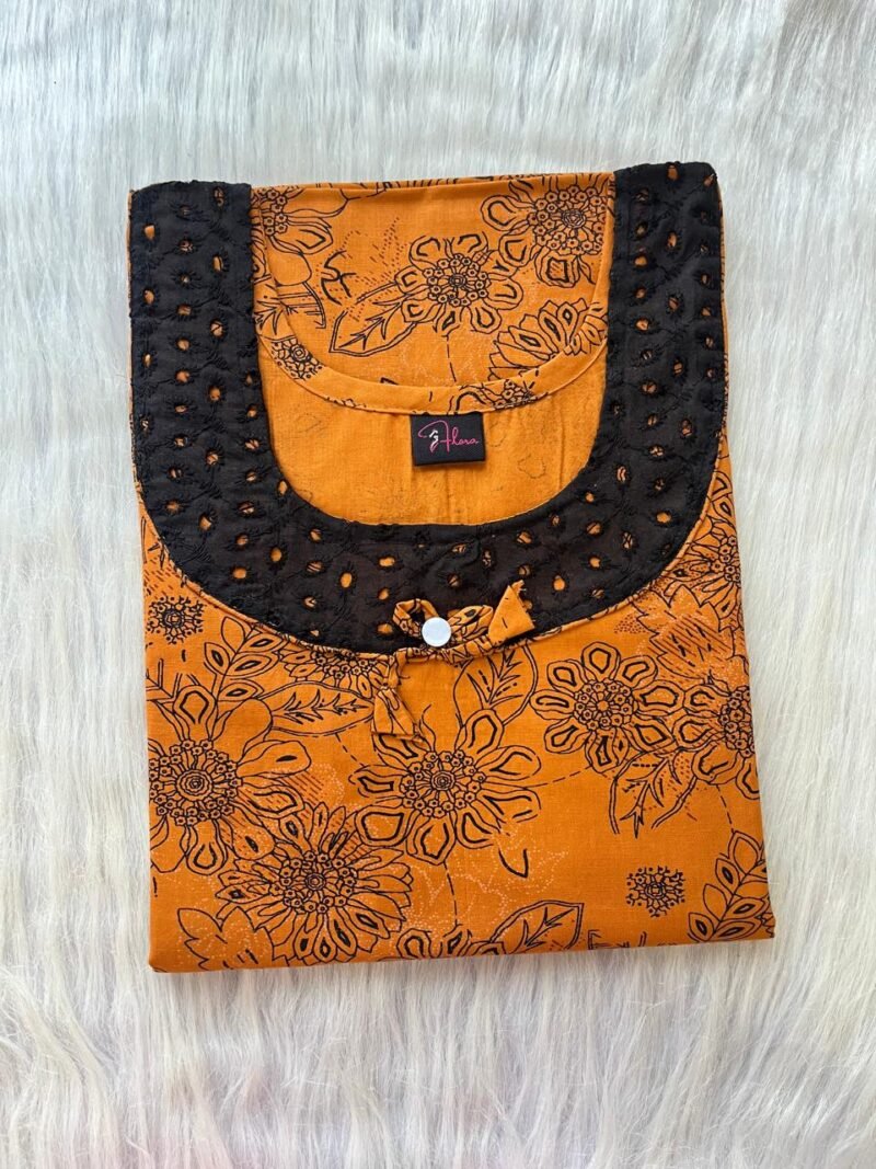 Pure Cotton Aqaba Round Neck Churidhar Cut Nighty