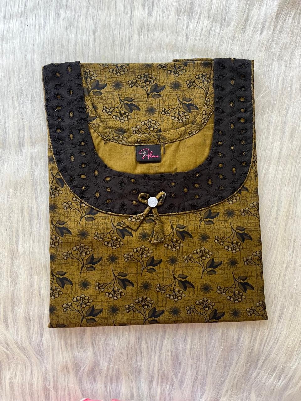 Pure Cotton Aqaba Round Neck Churidhar Cut Nighty