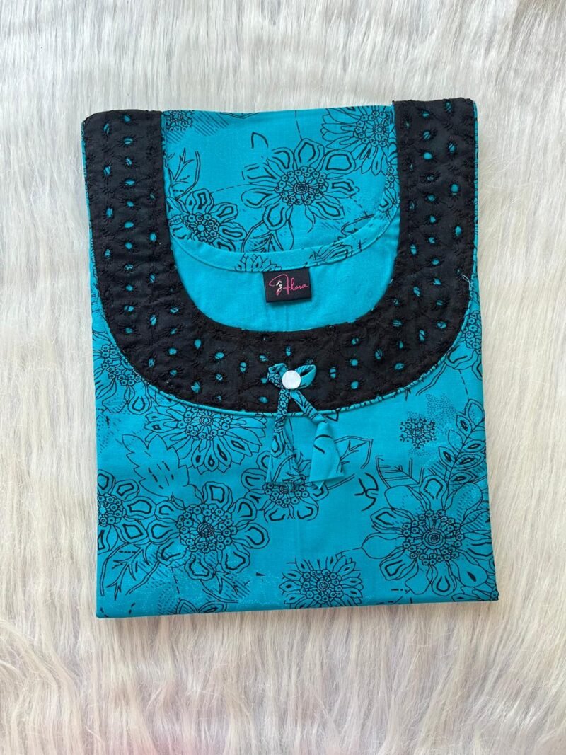 Pure Cotton Aqaba Round Neck Churidhar Cut Nighty