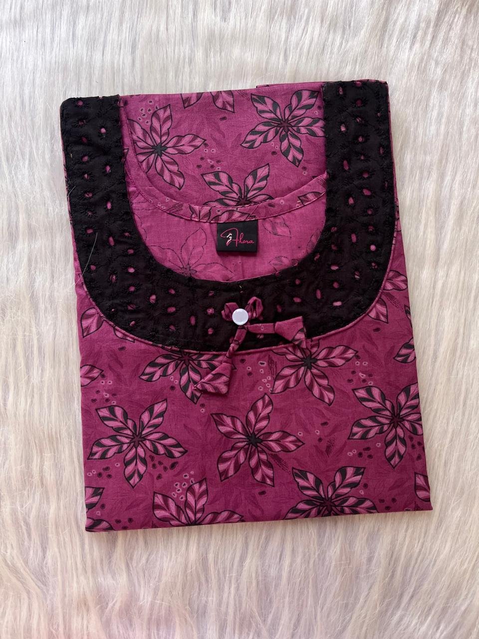 Pure Cotton Aqaba Round Neck Churidhar Cut Nighty