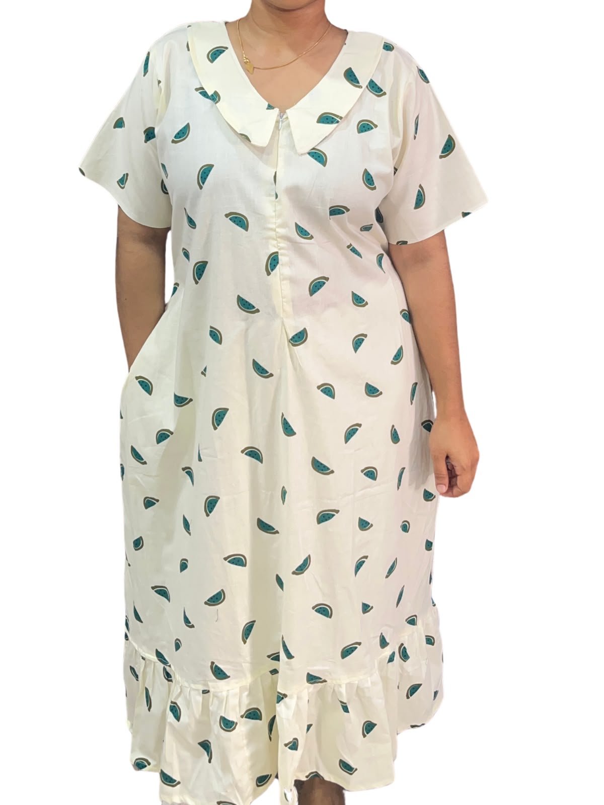 Peter Pan Feeding Frock Nighty with 12" Center Zip – Cotton | (48” Length | 44” Width)