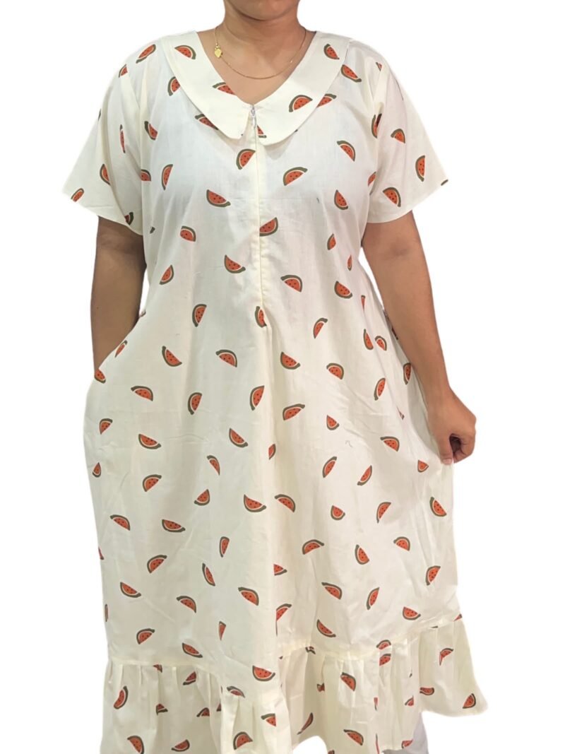 Peter Pan Feeding Frock Nighty with  12" Center Zip – Cotton |  (48” Length | 44” Width)