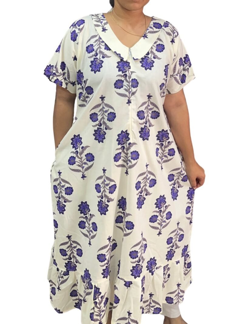 Peter Pan Feeding Frock Nighty with  12" Center Zip – Cotton |  (48” Length | 44” Width)