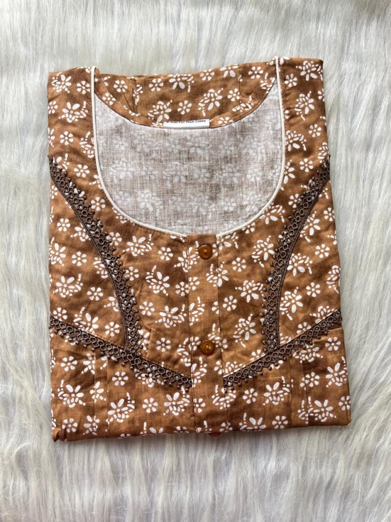 PURE COTTON DOUBLE LACE WITH OPENABLE BUTTON NIGHTY
