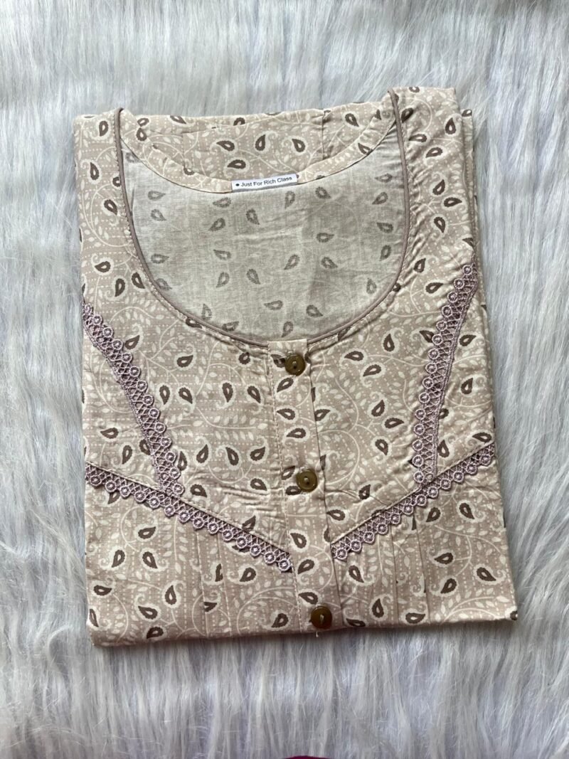PURE COTTON DOUBLE LACE WITH OPENABLE BUTTON NIGHTY