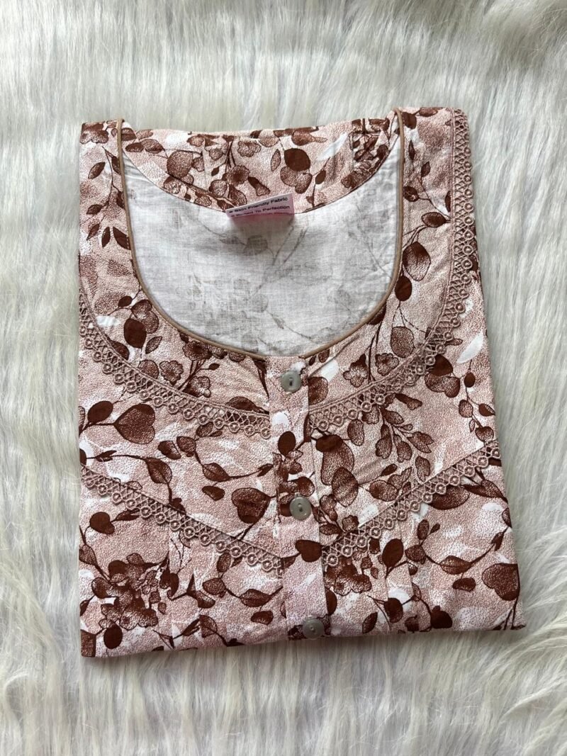 PURE COTTON DOUBLE LACE WITH OPENABLE BUTTON NIGHTY