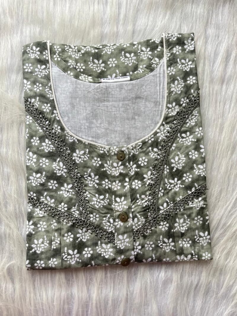 PURE COTTON DOUBLE LACE WITH OPENABLE BUTTON NIGHTY