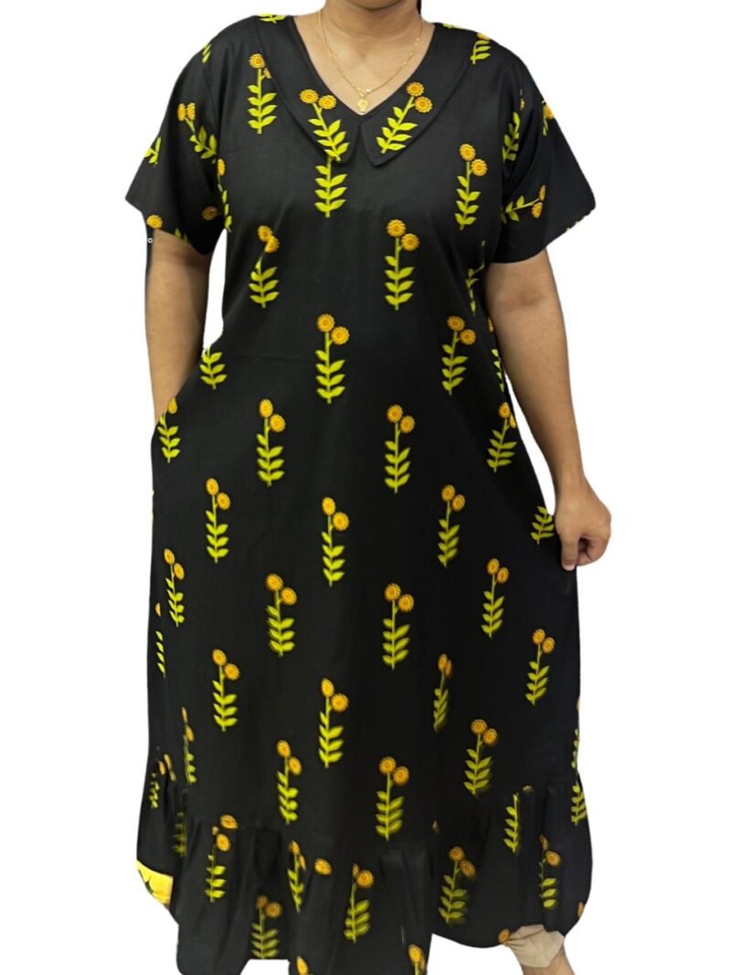 COTTON NON-FEEDING FROCK NIGHTY WITH PETER PAN COLLAR