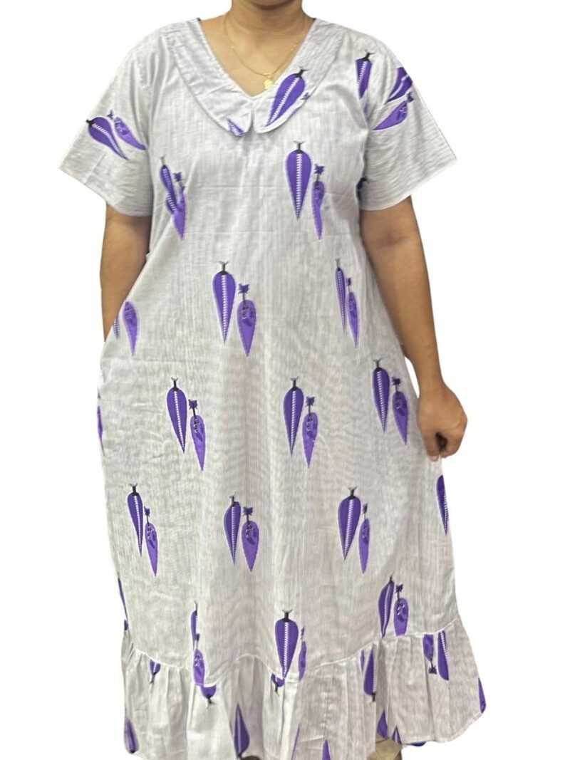 COTTON NON-FEEDING FROCK NIGHTY WITH PETER PAN COLLAR