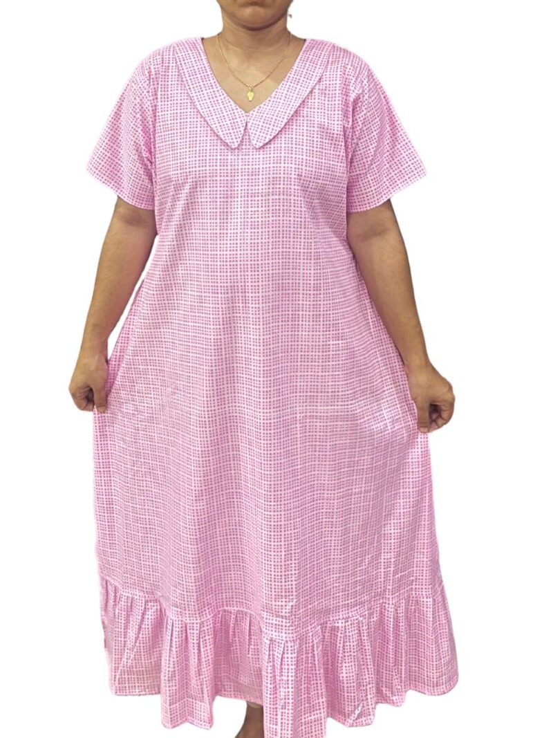 COTTON NON-FEEDING FROCK NIGHTY WITH PETER PAN COLLAR