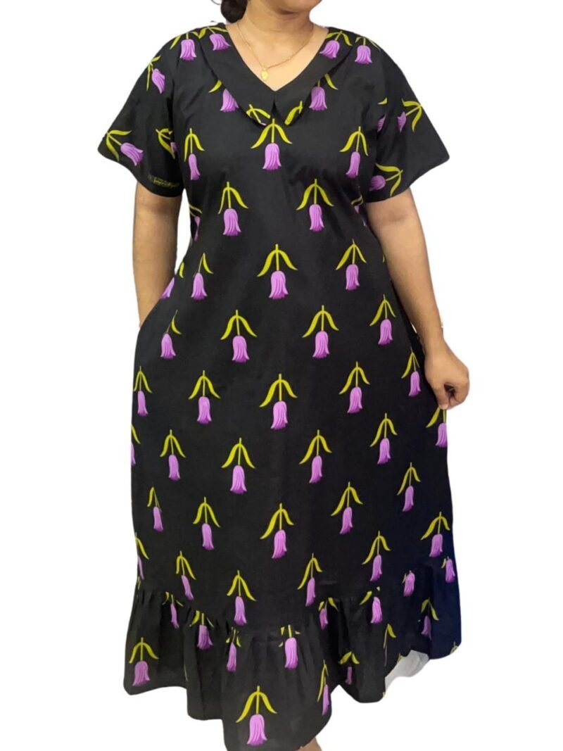 COTTON NON-FEEDING FROCK NIGHTY WITH PETER PAN COLLAR