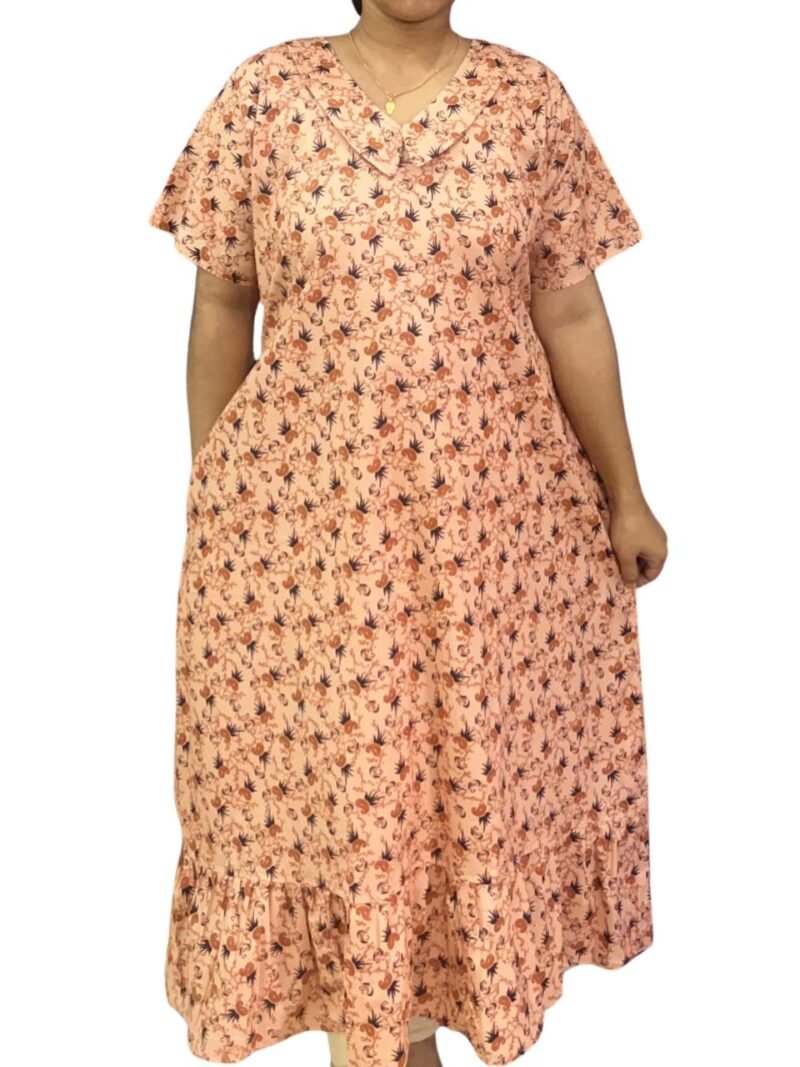 COTTON NON-FEEDING FROCK NIGHTY WITH PETER PAN COLLAR
