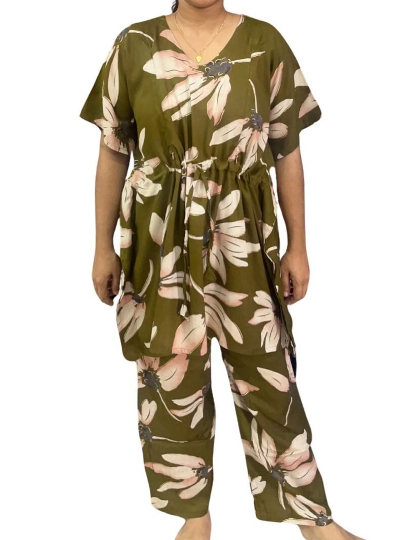 Rayon Kaftan Feeding Co-Ord set with Adjustable Tie & Palazzo Pant